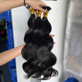 Burmese Virgin I-tip Thicker Drawn #1B Hair Extensions